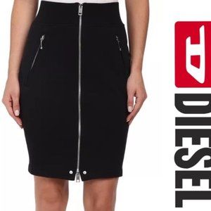Diesel O-VITA full knee length zipper pockets high fit waist cotton pencil skirt